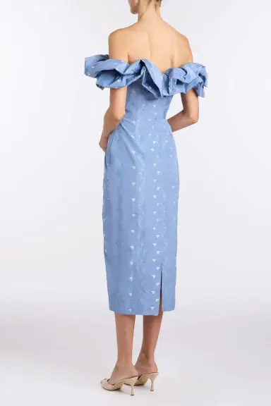 Markarian Pollyanna Wedgewood Floral Taffeta Midi Dress | Thumbnail 4 Markarian Pollyanna Wedgewood Floral Taffeta Midi Dress | Thumbnail 4