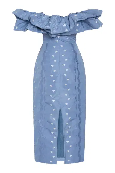 Markarian Pollyanna Wedgewood Floral Taffeta Midi Dress | Thumbnail 5 Markarian Pollyanna Wedgewood Floral Taffeta Midi Dress | Thumbnail 5