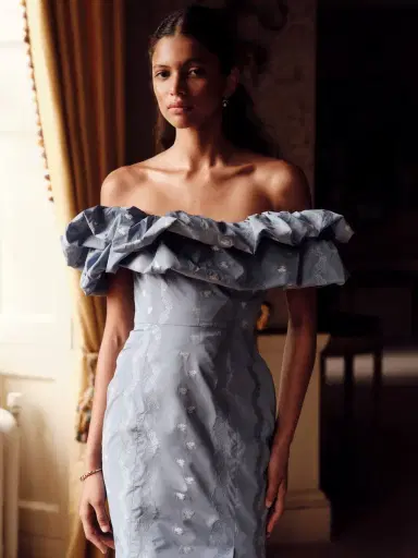 Markarian Pollyanna Wedgewood Floral Taffeta Midi Dress | Thumbnail 6 Markarian Pollyanna Wedgewood Floral Taffeta Midi Dress | Thumbnail 6
