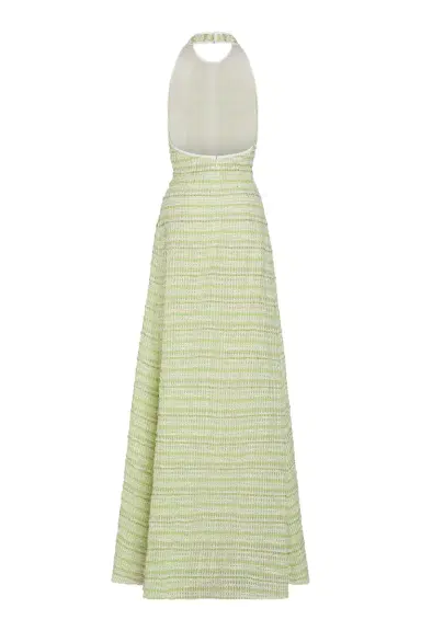 Markarian Sahara Lime Textured Stripe Halter Gown | Thumbnail 5 Markarian Sahara Lime Textured Stripe Halter Gown | Thumbnail 5