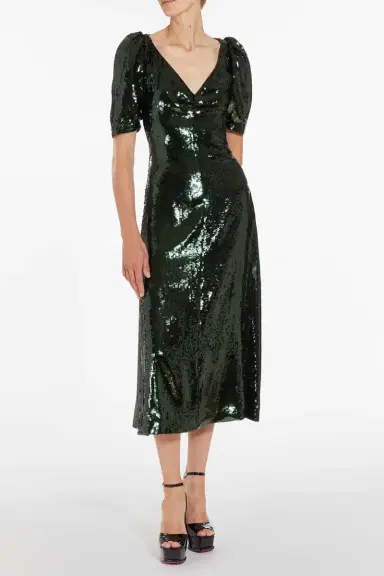 Markarian September Emerald Paillette Midi Dress | Thumbnail 2 Markarian September Emerald Paillette Midi Dress | Thumbnail 2