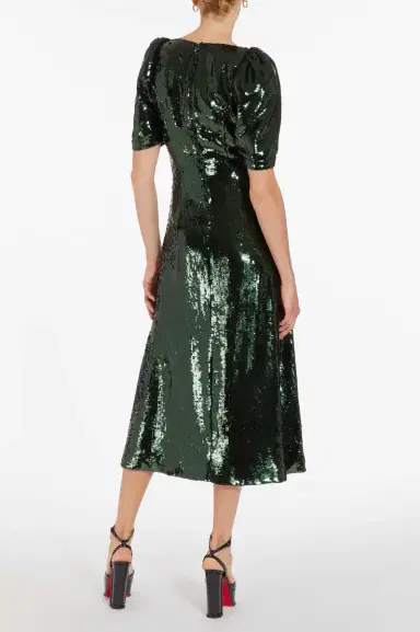 Markarian September Emerald Paillette Midi Dress | Thumbnail 3 Markarian September Emerald Paillette Midi Dress | Thumbnail 3