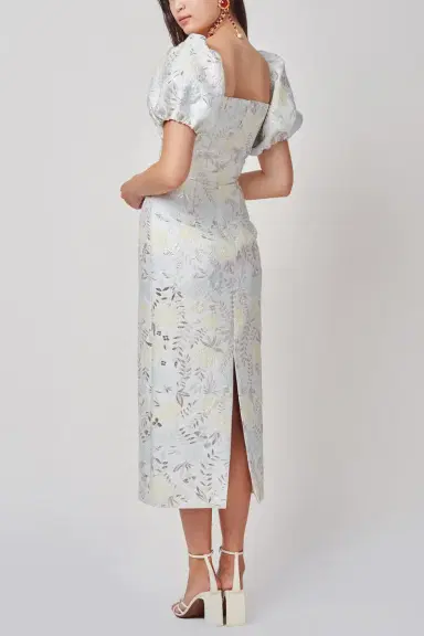 Markarian Yvette Ivory Metallic Brocade Puff Sleeve Dress | Thumbnail 4 Markarian Yvette Ivory Metallic Brocade Puff Sleeve Dress | Thumbnail 4