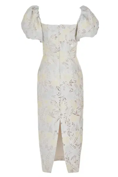 Markarian Yvette Ivory Metallic Brocade Puff Sleeve Dress | Thumbnail 5 Markarian Yvette Ivory Metallic Brocade Puff Sleeve Dress | Thumbnail 5