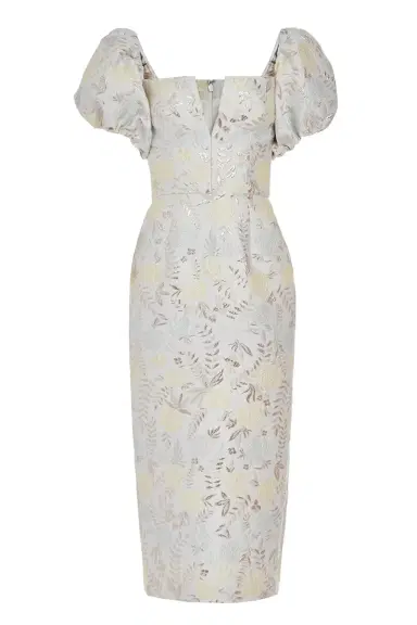 Markarian Yvette Ivory Metallic Brocade Puff Sleeve Dress | Thumbnail 1 Markarian Yvette Ivory Metallic Brocade Puff Sleeve Dress | Thumbnail 1