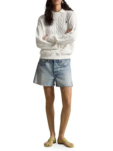 Polo Ralph Lauren Women's Cable-Knit Cotton Polo Sweater - White | Thumbnail 2 Polo Ralph Lauren Women's Cable-Knit Cotton Polo Sweater - White | Thumbnail 2