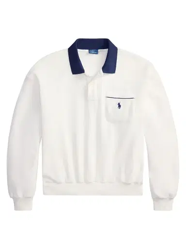 Polo Ralph Lauren Women's Logo Cotton-Blend Terry Long-Sleeve Polo Shirt - White | Thumbnail 1 Polo Ralph Lauren Women's Logo Cotton-Blend Terry Long-Sleeve Polo Shirt - White | Thumbnail 1