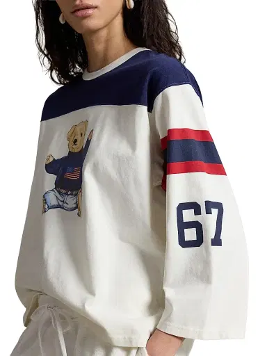 Polo Ralph Lauren Women's Graphic Polo Bear Cotton Jersey Long-Sleeve T-Shirt - Warm White Newport Navy | Thumbnail 5 Polo Ralph Lauren Women's Graphic Polo Bear Cotton Jersey Long-Sleeve T-Shirt - Warm White Newport Navy | Thumbnail 5
