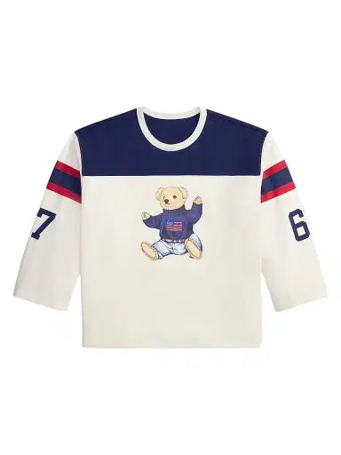 Polo Ralph Lauren Women's Graphic Polo Bear Cotton Jersey Long-Sleeve T-Shirt - Warm White Newport Navy | Thumbnail 1 Polo Ralph Lauren Women's Graphic Polo Bear Cotton Jersey Long-Sleeve T-Shirt - Warm White Newport Navy | Thumbnail 1