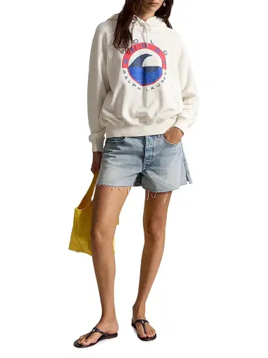 Polo Ralph Lauren Women's Wave-Logo Cotton-Blend Fleece Hoodie - Deckwash White | Thumbnail 2 Polo Ralph Lauren Women's Wave-Logo Cotton-Blend Fleece Hoodie - Deckwash White | Thumbnail 2