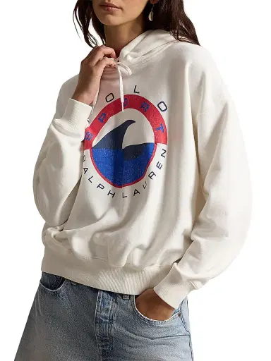 Polo Ralph Lauren Women's Wave-Logo Cotton-Blend Fleece Hoodie - Deckwash White | Thumbnail 3 Polo Ralph Lauren Women's Wave-Logo Cotton-Blend Fleece Hoodie - Deckwash White | Thumbnail 3