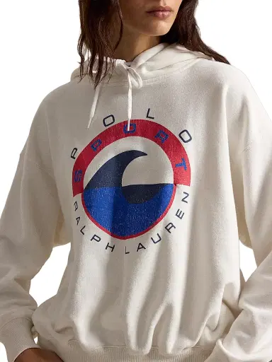 Polo Ralph Lauren Women's Wave-Logo Cotton-Blend Fleece Hoodie - Deckwash White | Thumbnail 5 Polo Ralph Lauren Women's Wave-Logo Cotton-Blend Fleece Hoodie - Deckwash White | Thumbnail 5