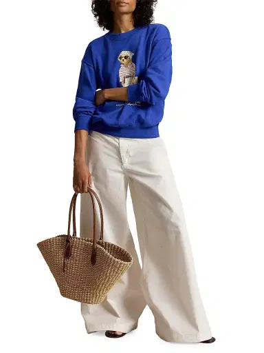 Polo Ralph Lauren Women's Graphic Cotton Fleece Pullover Sweater - Gala Blue | Thumbnail 2 Polo Ralph Lauren Women's Graphic Cotton Fleece Pullover Sweater - Gala Blue | Thumbnail 2
