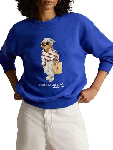 Polo Ralph Lauren Women's Graphic Cotton Fleece Pullover Sweater - Gala Blue | Thumbnail 3 Polo Ralph Lauren Women's Graphic Cotton Fleece Pullover Sweater - Gala Blue | Thumbnail 3