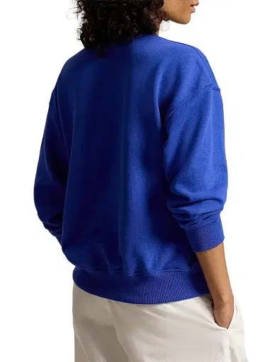 Polo Ralph Lauren Women's Graphic Cotton Fleece Pullover Sweater - Gala Blue | Thumbnail 4 Polo Ralph Lauren Women's Graphic Cotton Fleece Pullover Sweater - Gala Blue | Thumbnail 4