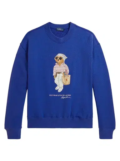 Polo Ralph Lauren Women's Graphic Cotton Fleece Pullover Sweater - Gala Blue | Thumbnail 1 Polo Ralph Lauren Women's Graphic Cotton Fleece Pullover Sweater - Gala Blue | Thumbnail 1