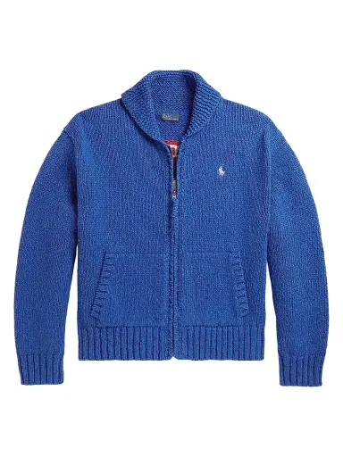 Polo Ralph Lauren Women's Wave-Logo Cotton Zip-Front Cardigan - Sapphire Multi | Thumbnail 1 Polo Ralph Lauren Women's Wave-Logo Cotton Zip-Front Cardigan - Sapphire Multi | Thumbnail 1