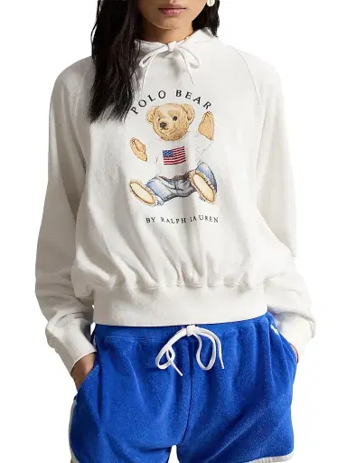Polo Ralph Lauren Women's Graphic Polo Bear Cotton-Blend Terry Hoodie - White | Thumbnail 3 Polo Ralph Lauren Women's Graphic Polo Bear Cotton-Blend Terry Hoodie - White | Thumbnail 3