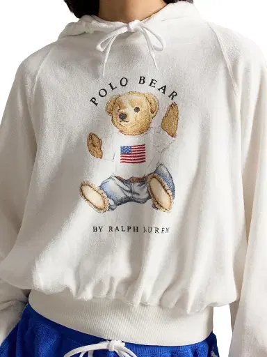Polo Ralph Lauren Women's Graphic Polo Bear Cotton-Blend Terry Hoodie - White | Thumbnail 5 Polo Ralph Lauren Women's Graphic Polo Bear Cotton-Blend Terry Hoodie - White | Thumbnail 5