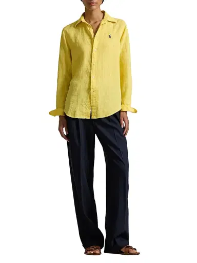 Polo Ralph Lauren Women's Logo-Embroidered Linen Classic-Fit Shirt - Oasis Yellow | Thumbnail 2 Polo Ralph Lauren Women's Logo-Embroidered Linen Classic-Fit Shirt - Oasis Yellow | Thumbnail 2