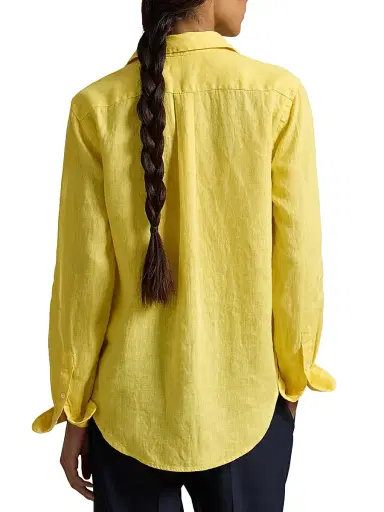 Polo Ralph Lauren Women's Logo-Embroidered Linen Classic-Fit Shirt - Oasis Yellow | Thumbnail 4 Polo Ralph Lauren Women's Logo-Embroidered Linen Classic-Fit Shirt - Oasis Yellow | Thumbnail 4