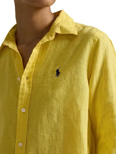 Polo Ralph Lauren Women's Logo-Embroidered Linen Classic-Fit Shirt - Oasis Yellow | Thumbnail 5 Polo Ralph Lauren Women's Logo-Embroidered Linen Classic-Fit Shirt - Oasis Yellow | Thumbnail 5