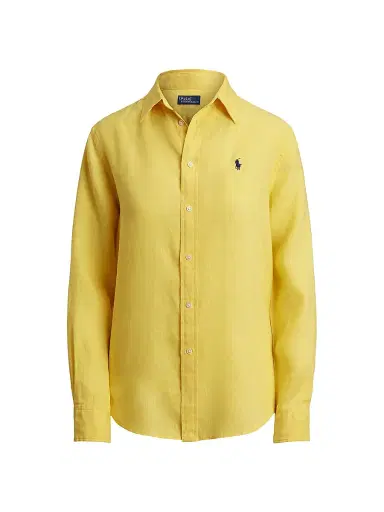 Polo Ralph Lauren Women's Logo-Embroidered Linen Classic-Fit Shirt - Oasis Yellow | Thumbnail 1 Polo Ralph Lauren Women's Logo-Embroidered Linen Classic-Fit Shirt - Oasis Yellow | Thumbnail 1