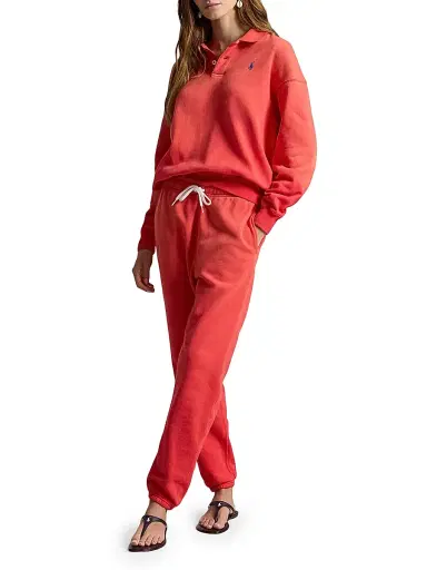 Polo Ralph Lauren Women's Cotton-Blend Fleece Polo Sweater - Bright Hibiscus | Thumbnail 2 Polo Ralph Lauren Women's Cotton-Blend Fleece Polo Sweater - Bright Hibiscus | Thumbnail 2