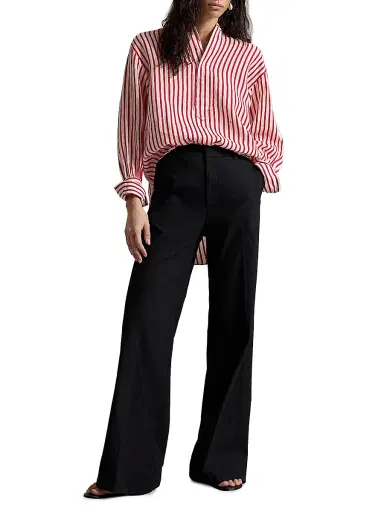 Polo Ralph Lauren Women's Striped Linen-Cotton Shirt - White Red | Thumbnail 2 Polo Ralph Lauren Women's Striped Linen-Cotton Shirt - White Red | Thumbnail 2