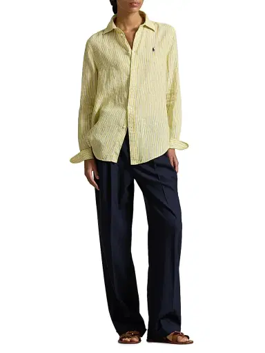 Polo Ralph Lauren Women's Striped Linen Button-Front Shirt - Oasis Yellow Blue | Thumbnail 2 Polo Ralph Lauren Women's Striped Linen Button-Front Shirt - Oasis Yellow Blue | Thumbnail 2