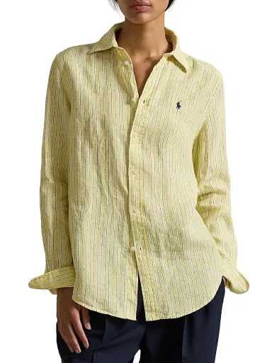 Polo Ralph Lauren Women's Striped Linen Button-Front Shirt - Oasis Yellow Blue | Thumbnail 3 Polo Ralph Lauren Women's Striped Linen Button-Front Shirt - Oasis Yellow Blue | Thumbnail 3