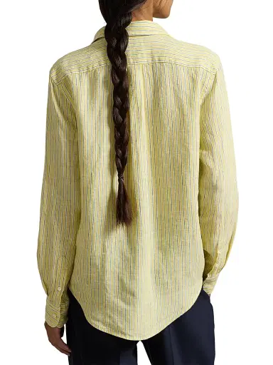 Polo Ralph Lauren Women's Striped Linen Button-Front Shirt - Oasis Yellow Blue | Thumbnail 4 Polo Ralph Lauren Women's Striped Linen Button-Front Shirt - Oasis Yellow Blue | Thumbnail 4
