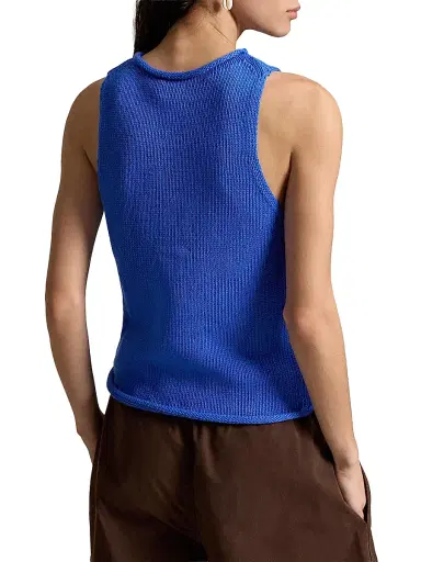 Polo Ralph Lauren Women's Sleeveless Linen-Blend Sweater Tank - Gala Blue | Thumbnail 4 Polo Ralph Lauren Women's Sleeveless Linen-Blend Sweater Tank - Gala Blue | Thumbnail 4