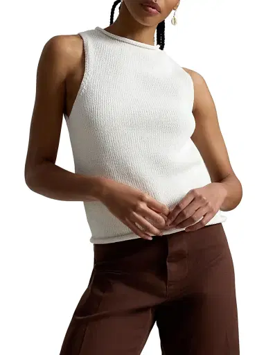 Polo Ralph Lauren Women's Sleeveless Linen-Blend Sweater Tank - White | Thumbnail 3 Polo Ralph Lauren Women's Sleeveless Linen-Blend Sweater Tank - White | Thumbnail 3