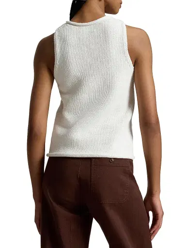 Polo Ralph Lauren Women's Sleeveless Linen-Blend Sweater Tank - White | Thumbnail 4 Polo Ralph Lauren Women's Sleeveless Linen-Blend Sweater Tank - White | Thumbnail 4