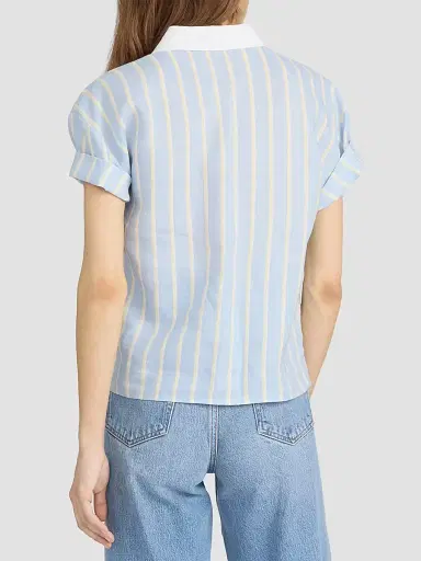 FRAME Women's The Linen Boardwalk Shirt - Chambray Blue Multi | Thumbnail 2 FRAME Women's The Linen Boardwalk Shirt - Chambray Blue Multi | Thumbnail 2