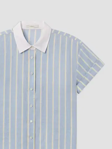 FRAME Women's The Linen Boardwalk Shirt - Chambray Blue Multi | Thumbnail 7 FRAME Women's The Linen Boardwalk Shirt - Chambray Blue Multi | Thumbnail 7