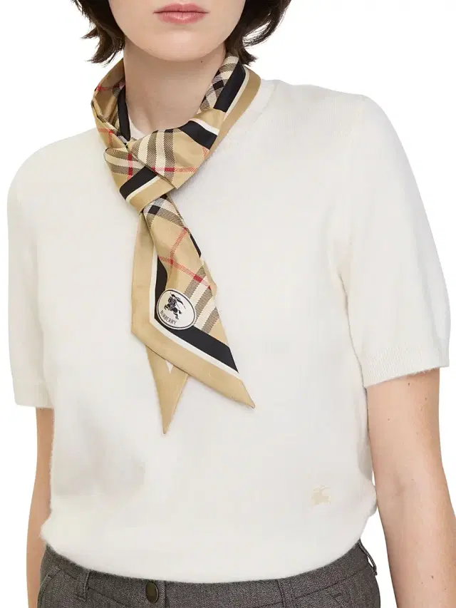 Women's Equestrian Knight Check Silk Scarf - Sand Women's Equestrian Knight Check Silk Scarf - Sand