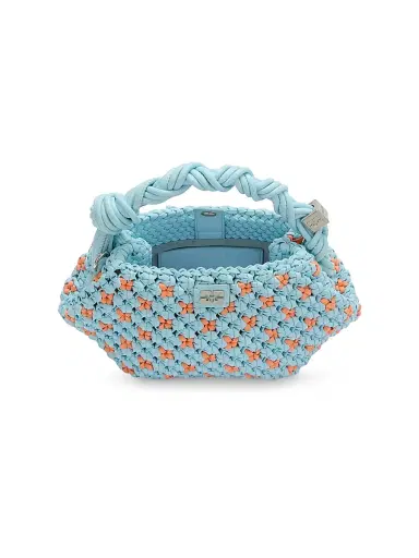 Ganni Women's Bou Mini Braided Top Handle Bag - Blue | Thumbnail 3 Ganni Women's Bou Mini Braided Top Handle Bag - Blue | Thumbnail 3