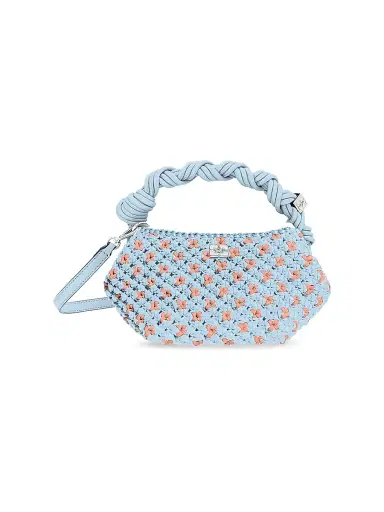 Ganni Women's Bou Mini Braided Top Handle Bag - Blue | Thumbnail 1 Ganni Women's Bou Mini Braided Top Handle Bag - Blue | Thumbnail 1