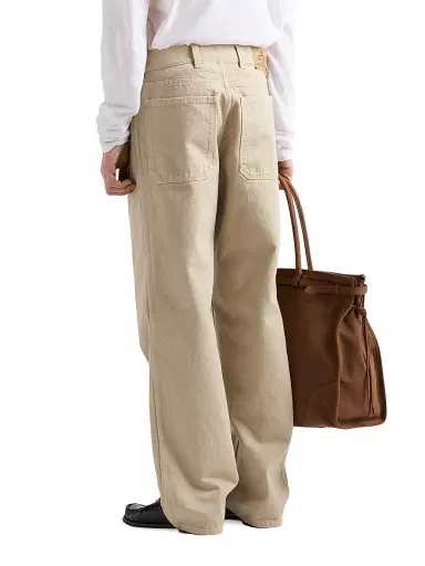 Prada Men's Five-Pocket Old Denim Jeans - Beige Khaki | Thumbnail 4 Prada Men's Five-Pocket Old Denim Jeans - Beige Khaki | Thumbnail 4