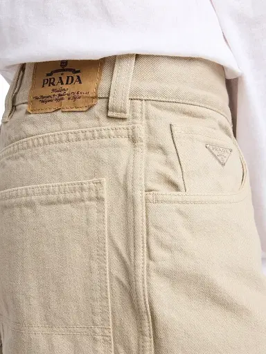 Prada Men's Five-Pocket Old Denim Jeans - Beige Khaki | Thumbnail 5 Prada Men's Five-Pocket Old Denim Jeans - Beige Khaki | Thumbnail 5