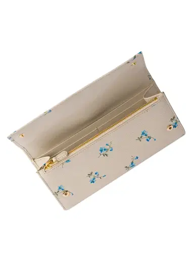 Prada Women's Printed Saffiano Leather Wallet with Shoulder Strap - Beige Khaki | Thumbnail 4 Prada Women's Printed Saffiano Leather Wallet with Shoulder Strap - Beige Khaki | Thumbnail 4