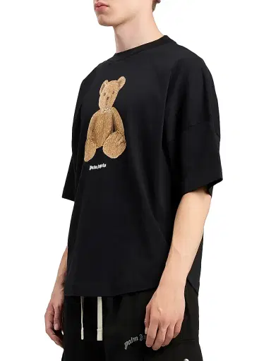 Palm Angels Men's Bear Over Cotton Crewneck T-Shirt - Black Brown | Thumbnail 4 Palm Angels Men's Bear Over Cotton Crewneck T-Shirt - Black Brown | Thumbnail 4