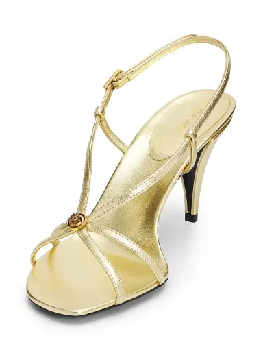 Versace Women's Mela 80MM Leather Slingback Sandals - Mela Oro | Thumbnail 2 Versace Women's Mela 80MM Leather Slingback Sandals - Mela Oro | Thumbnail 2