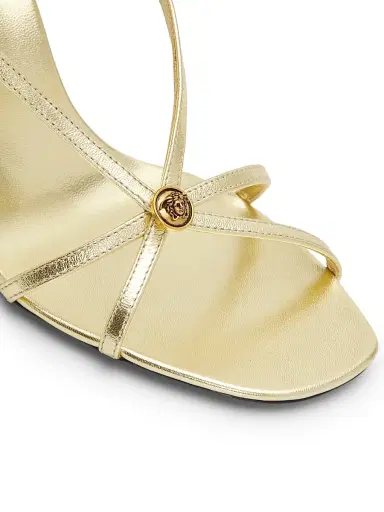 Versace Women's Mela 80MM Leather Slingback Sandals - Mela Oro | Thumbnail 5 Versace Women's Mela 80MM Leather Slingback Sandals - Mela Oro | Thumbnail 5