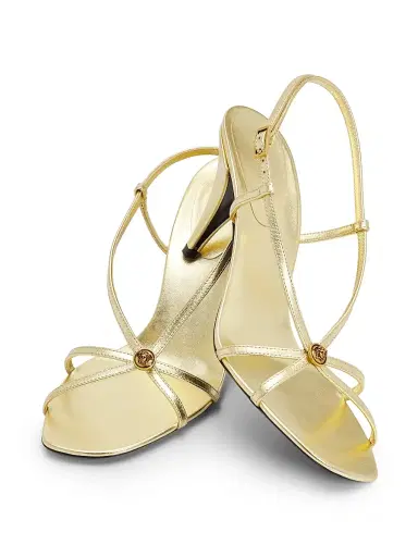 Versace Women's Mela 80MM Leather Slingback Sandals - Mela Oro | Thumbnail 6 Versace Women's Mela 80MM Leather Slingback Sandals - Mela Oro | Thumbnail 6
