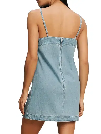 Veronica Beard Women's Chapmond Cotton Denim A-Line Minidress - Big Splash - Size 12 | Thumbnail 4 Veronica Beard Women's Chapmond Cotton Denim A-Line Minidress - Big Splash - Size 12 | Thumbnail 4