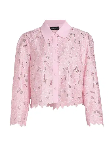 Generation Love Women's Talsie Floral Georgette Shirt - Pink White - Size Medium | Thumbnail 1 Generation Love Women's Talsie Floral Georgette Shirt - Pink White - Size Medium | Thumbnail 1
