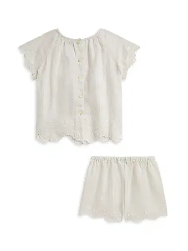Polo Ralph Lauren Baby Girl's Starfish-Embroidered Linen Top & Shorts Set - Antique Cream 9 Months | Thumbnail 2 Polo Ralph Lauren Baby Girl's Starfish-Embroidered Linen Top & Shorts Set - Antique Cream 9 Months | Thumbnail 2